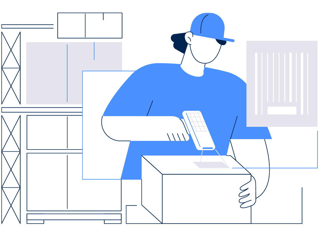 Illustration Lagerist bei der Retourenannahme