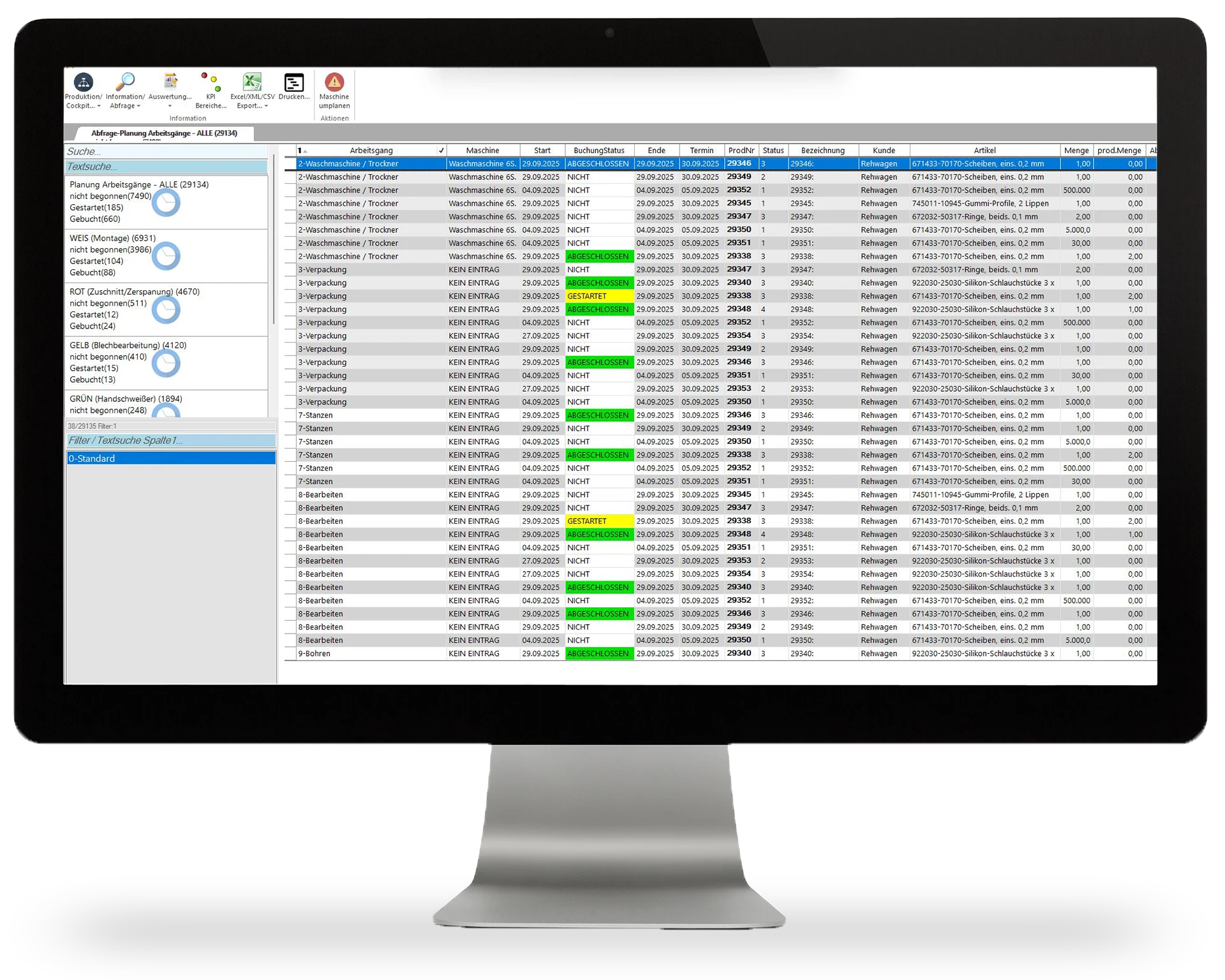 Auswertung der Arbeitsgänge in eEvolution ERP 