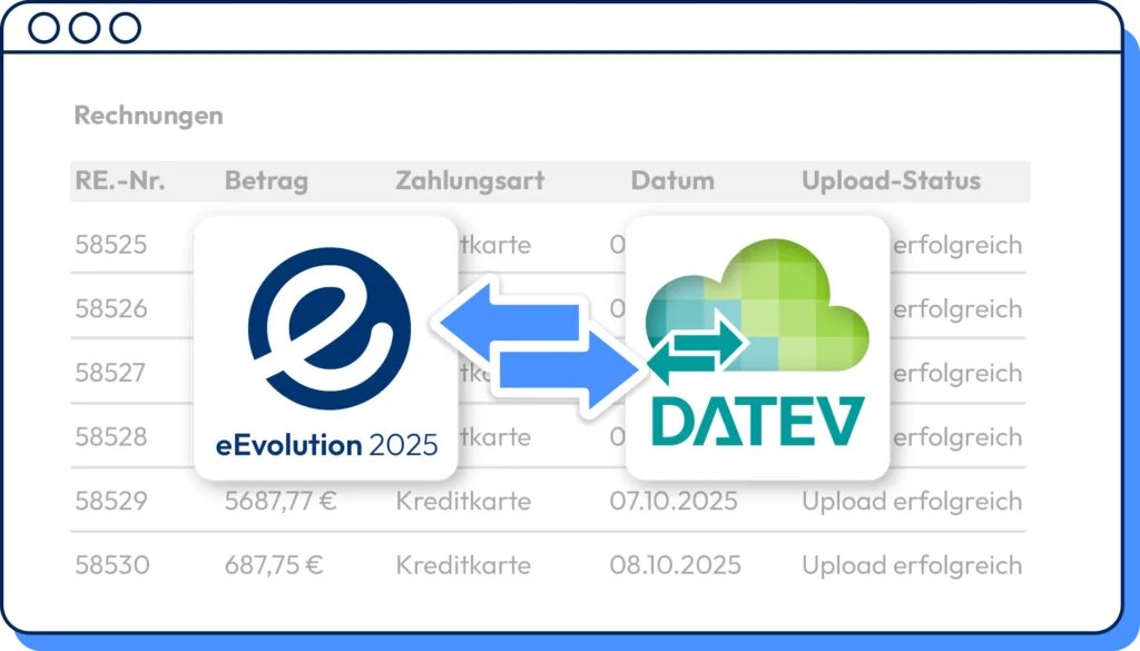Mockups DATEV Transfer in eEvolution ERP